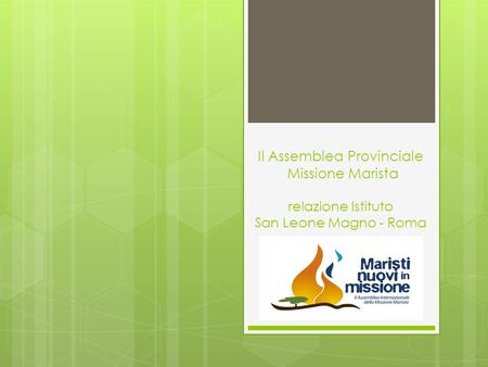 II Assemblea Provinciale Missione Marista relazione Istituto San Leone Magno - Roma.