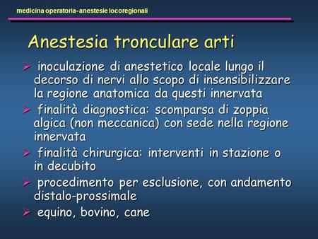 Anestesia tronculare arti