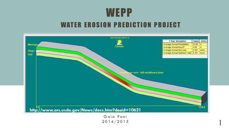 WEPP WATER EROSION PREDICTION PROJECT  Gaia Pani 2014/2015 1.