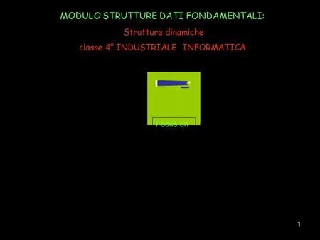 1 MODULO STRUTTURE DATI FONDAMENTALI: Strutture dinamiche classe 4° INDUSTRIALE INFORMATICA Focus on.