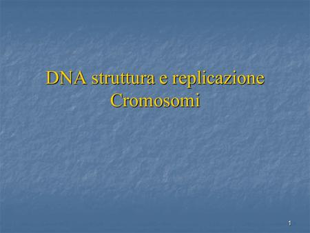 DNA struttura e replicazione Cromosomi