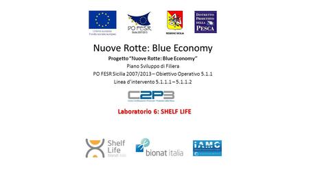 Nuove Rotte: Blue Economy Progetto “Nuove Rotte: Blue Economy” Piano Sviluppo di Filiera PO FESR Sicilia 2007/2013 – Obiettivo Operativo 5.1.1 Linea d’intervento.