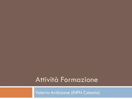 Attività Formazione Valeria Ardizzone (INFN Catania)