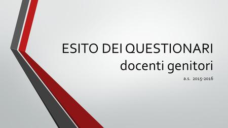 ESITO DEI QUESTIONARI docenti genitori a.s. 2015-2016.
