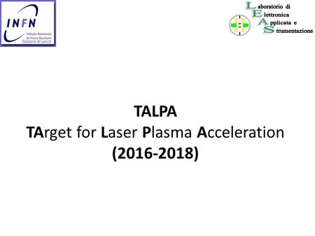 TALPA TArget for Laser Plasma Acceleration (2016-2018)