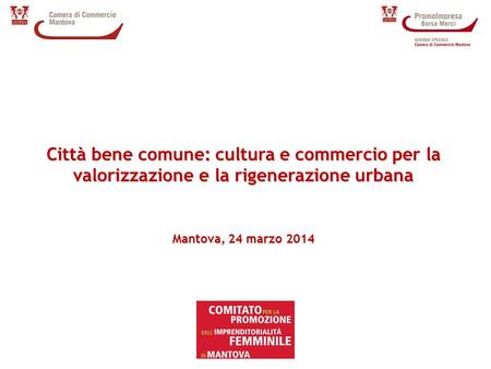 Città bene comune: cultura e commercio per la valorizzazione e la rigenerazione urbana Mantova, 24 marzo 2014.