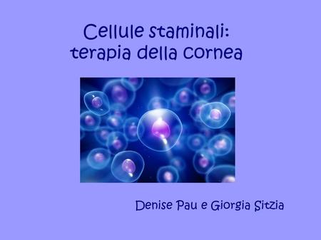 Cellule staminali: terapia della cornea Denise Pau e Giorgia Sitzia.