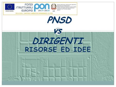 RISORSE ED IDEE PNSD vs DIRIGENTI PNSD vs DIRIGENTI.