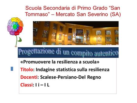 Scuola Secondaria di Primo Grado “San Tommaso” – Mercato San Severino (SA) «Promuovere la resilienza a scuola» Titolo: Indagine statistica sulla resilienza.