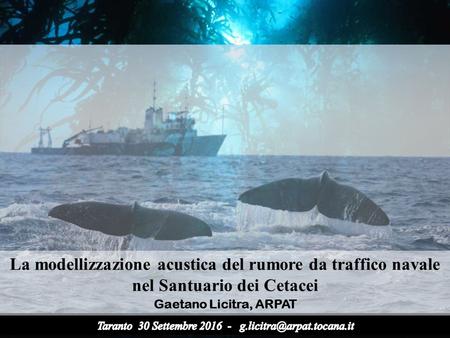 1 La modellizzazione acustica del rumore da traffico navale nel Santuario dei Cetacei Gaetano Licitra, ARPAT.