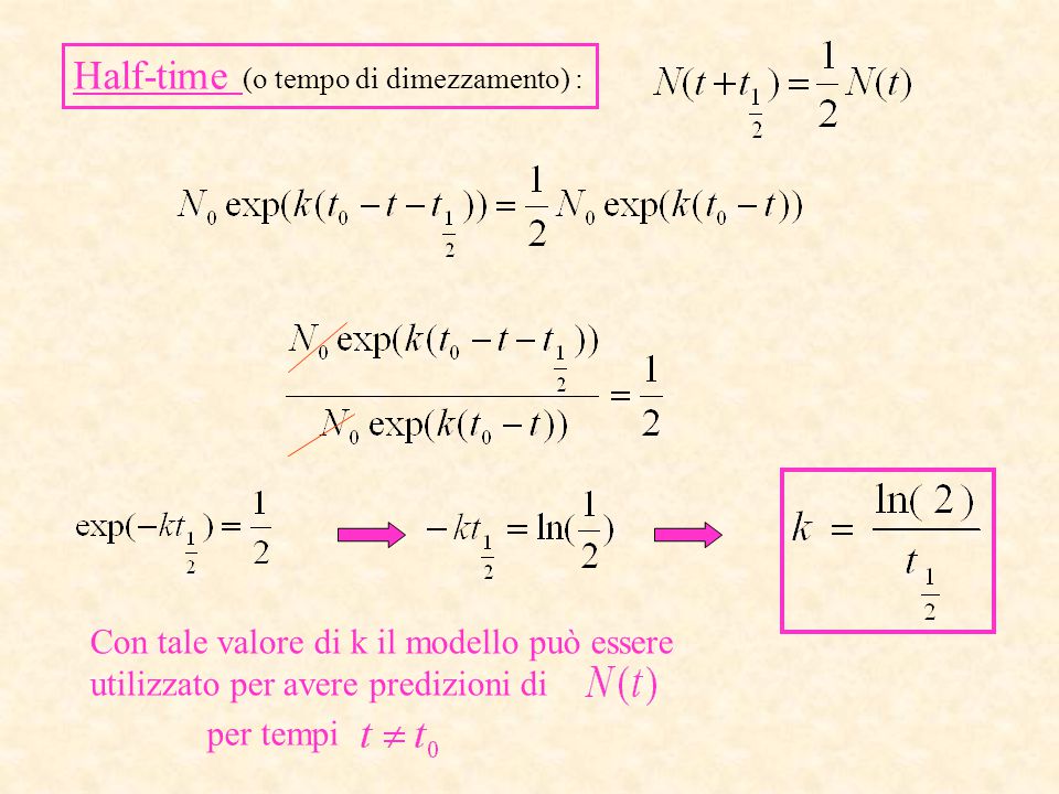 Calcolo della formula del tempo di dimezzamento