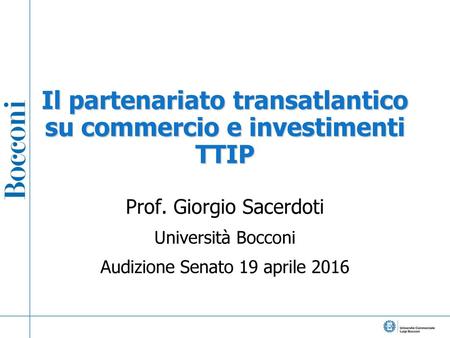 Il partenariato transatlantico su commercio e investimenti TTIP