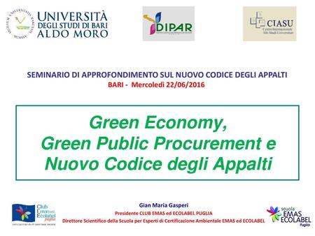 Green Economy, Green Public Procurement e Nuovo Codice degli Appalti
