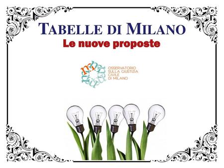 Tabelle di Milano Le nuove proposte.