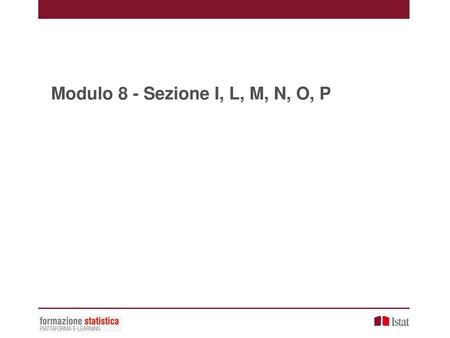 Modulo 8 - Sezione I, L, M, N, O, P