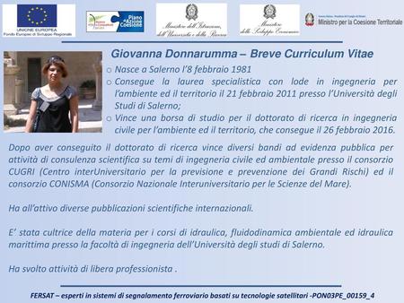 Giovanna Donnarumma – Breve Curriculum Vitae