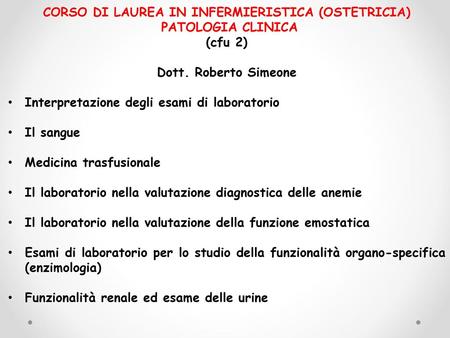 CORSO DI LAUREA IN INFERMIERISTICA (OSTETRICIA)