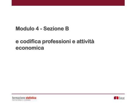 Modulo 4 - Sezione B e codifica professioni e attività economica.