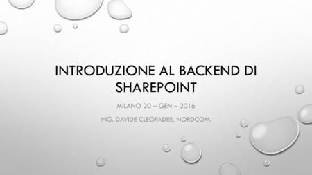 Introduzione al backend di Sharepoint