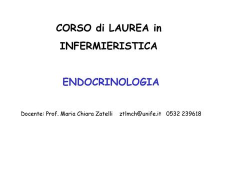 CORSO di LAUREA in INFERMIERISTICA ENDOCRINOLOGIA