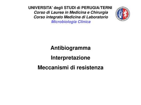 Antibiogramma Interpretazione Meccanismi di resistenza