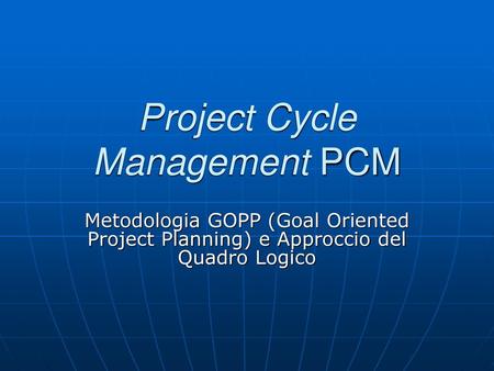 Project Cycle Management PCM