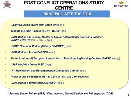 POST CONFLICT OPERATIONS STUDY CENTRE