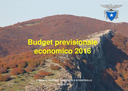 Budget previsionale economico 2016