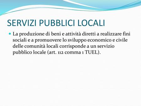 SERVIZI PUBBLICI LOCALI