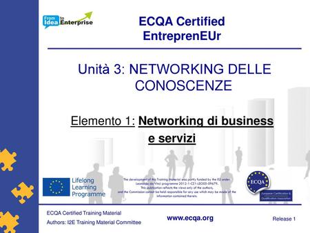 Unità 3: NETWORKING DELLE CONOSCENZE