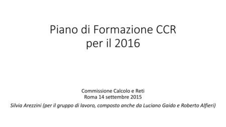 Piano di Formazione CCR per il 2016