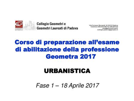 Corso di preparazione all’esame