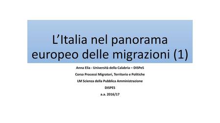 L’Italia nel panorama europeo delle migrazioni (1)