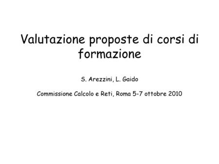 Valutazione proposte di corsi di formazione S. Arezzini, L