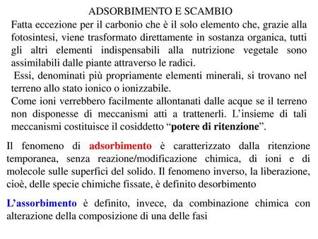 ADSORBIMENTO E SCAMBIO