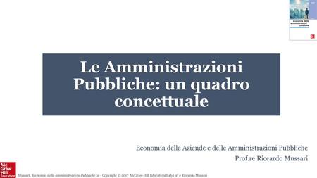 Le Amministrazioni Pubbliche: un quadro concettuale