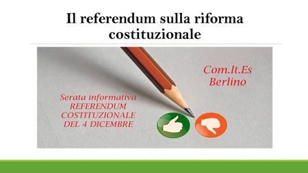 Il referendum sulla riforma costituzionale