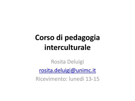 Corso di pedagogia interculturale