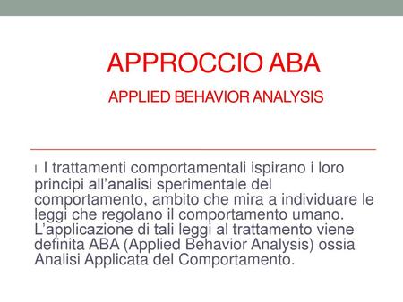 Approccio ABA Applied Behavior Analysis