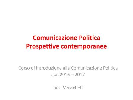 Comunicazione Politica Prospettive contemporanee