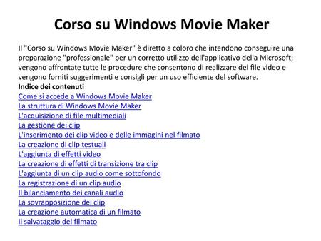 Corso su Windows Movie Maker