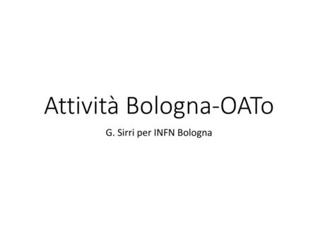 Attività Bologna-OATo