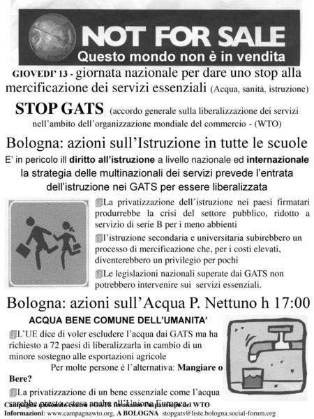 Bologna: azioni sull’Acqua P. Nettuno h 17:00