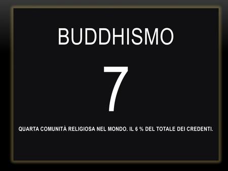 BUDDHISMO 7 quarta comunità religiosa nel mondo