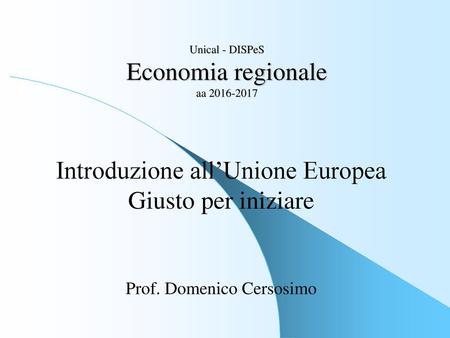 Unical - DISPeS Economia regionale aa