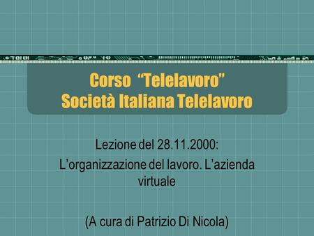 Corso “Telelavoro” Società Italiana Telelavoro