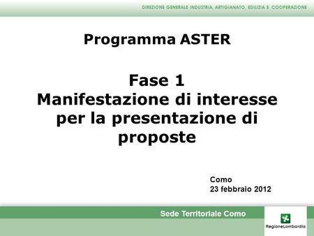 Manifestazione di interesse per la presentazione di proposte