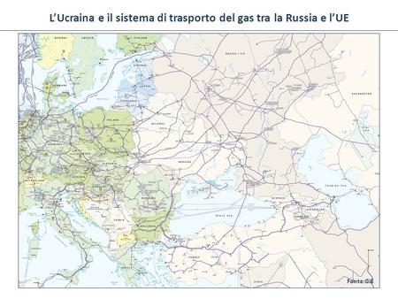L’Ucraina e il sistema di trasporto del gas tra la Russia e l’UE Fonte:GIE.