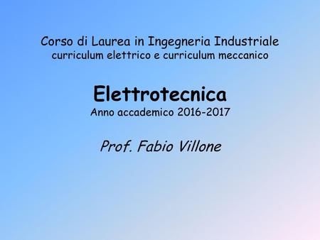 Elettrotecnica Anno accademico