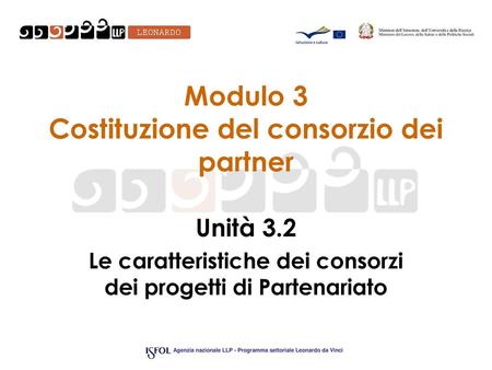 Modulo 3 Costituzione del consorzio dei partner